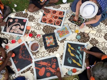 Womadelaide Indigenous artworks colour the lawns of Botanic Park